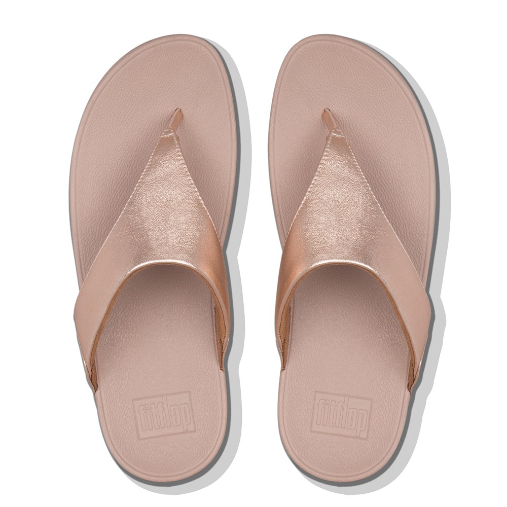 Fitflop Womens Sandals Rose Gold - Lulu Leather Toe-post - 16ZORYVMU